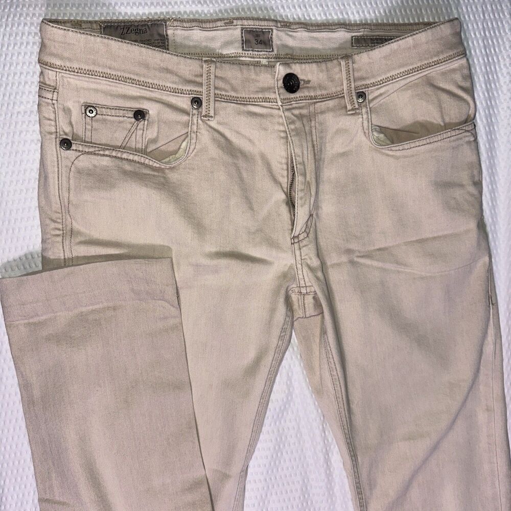 Ermenegildo Zegna Narrow Fit Pants Size 34x30 Made In Italy khaki